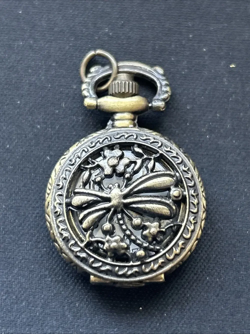Bronze Tone White Dial Pocket Watch